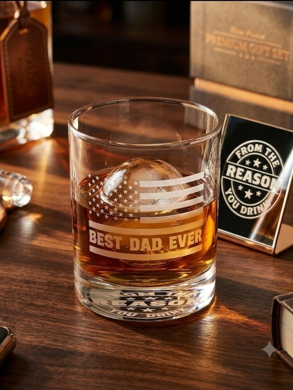 Best Dad Ever Etched Clear Glass Whiskey Tumbler